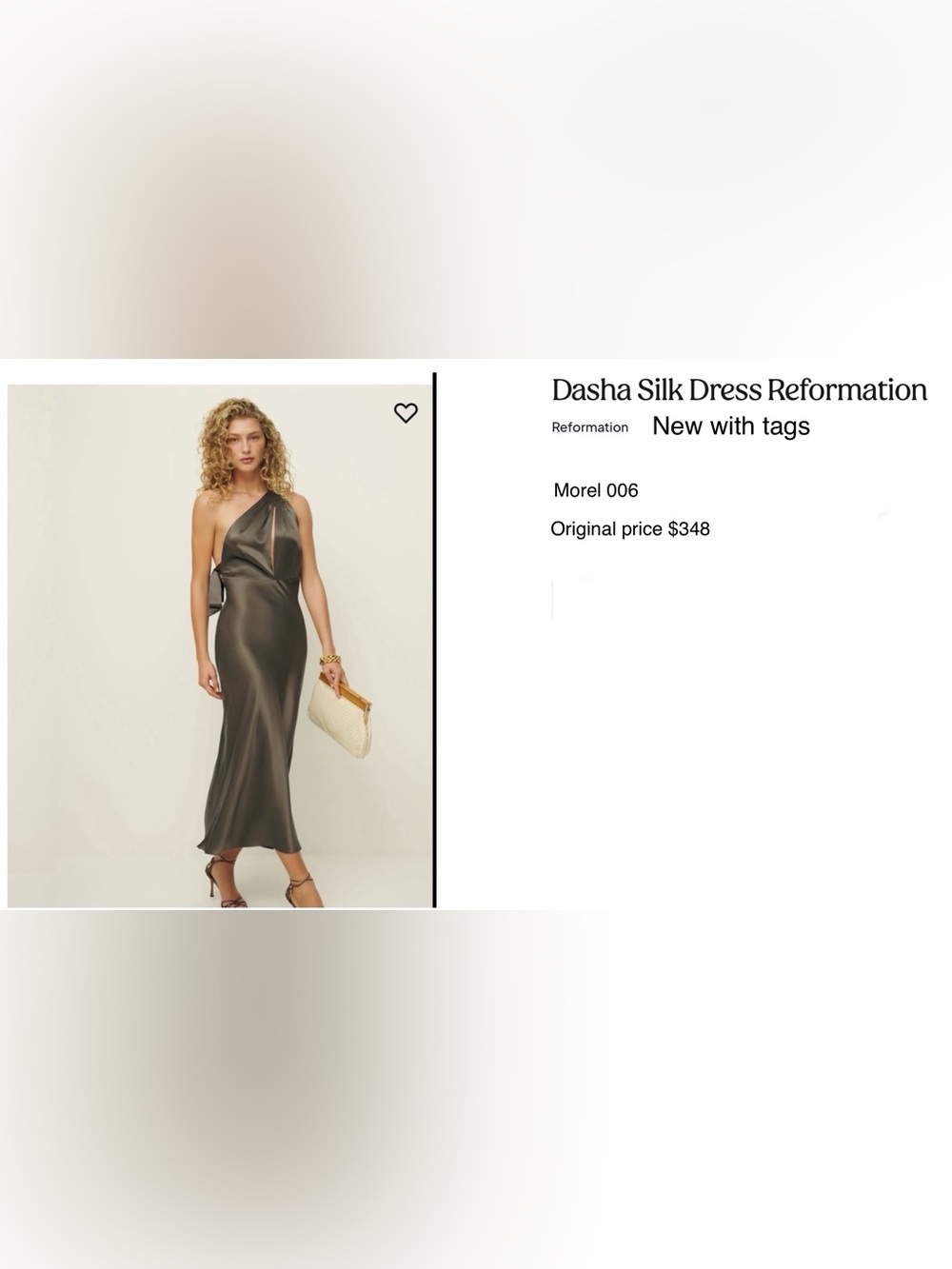 Reformation One-Shoulder Silk Slip Dress in Morel (Deep Taupe)